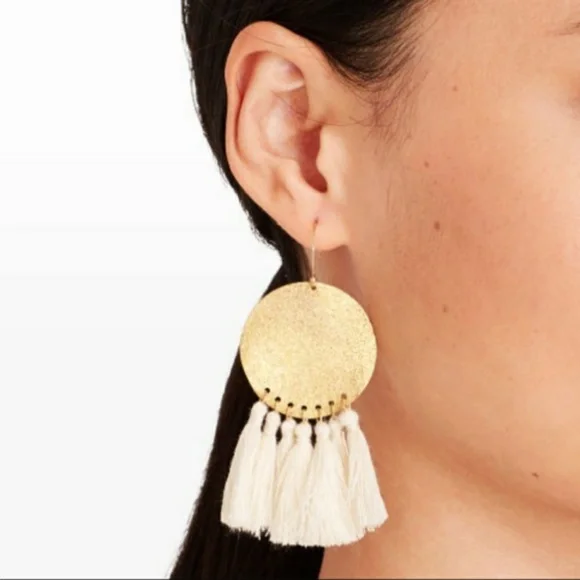 Free People Anthropologie Serefina Tassel Gong Sparkle Earrings - Picture 5 of 8